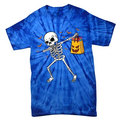 Dabbing Skeleton Halloween Gift Tie-Dye T-Shirt