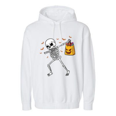 Dabbing Skeleton Halloween Gift Garment-Dyed Fleece Hoodie