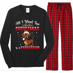 Dachshund Santa Hat All I Want For Christmas Is A Dachshund Meaningful Gift Long Sleeve Pajama Set