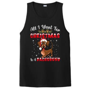 Dachshund Santa Hat All I Want For Christmas Is A Dachshund Meaningful Gift PosiCharge Competitor Tank