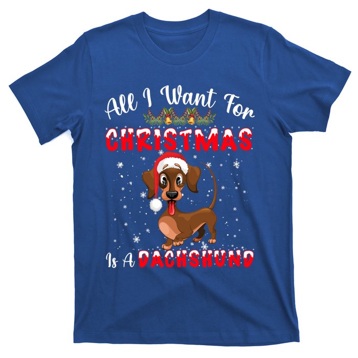 Dachshund Santa Hat All I Want For Christmas Is A Dachshund Meaningful Gift T-Shirt