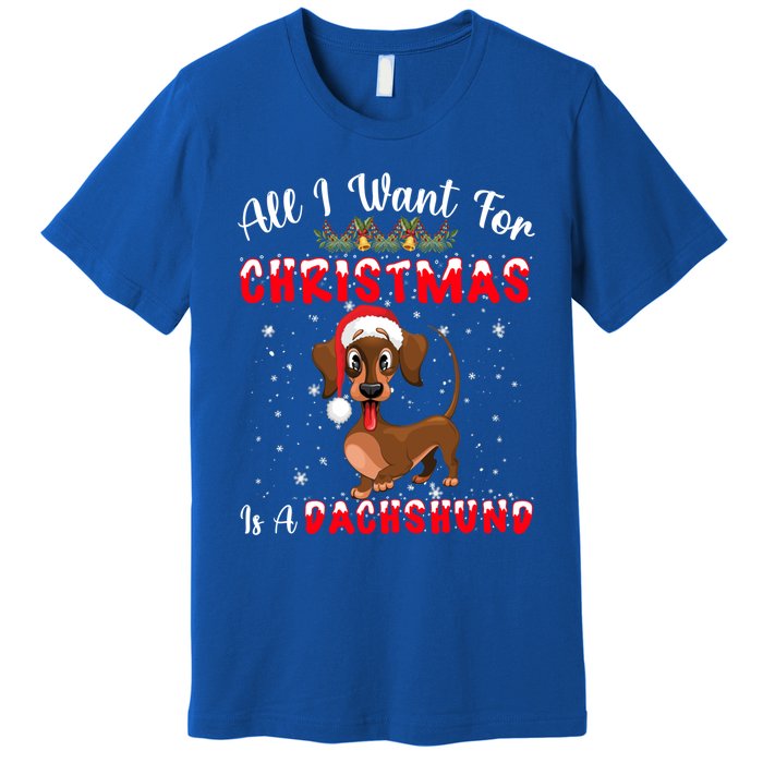 Dachshund Santa Hat All I Want For Christmas Is A Dachshund Meaningful Gift Premium T-Shirt