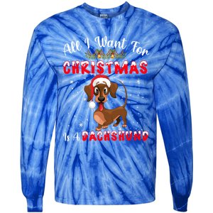 Dachshund Santa Hat All I Want For Christmas Is A Dachshund Meaningful Gift Tie-Dye Long Sleeve Shirt