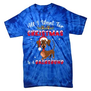 Dachshund Santa Hat All I Want For Christmas Is A Dachshund Meaningful Gift Tie-Dye T-Shirt