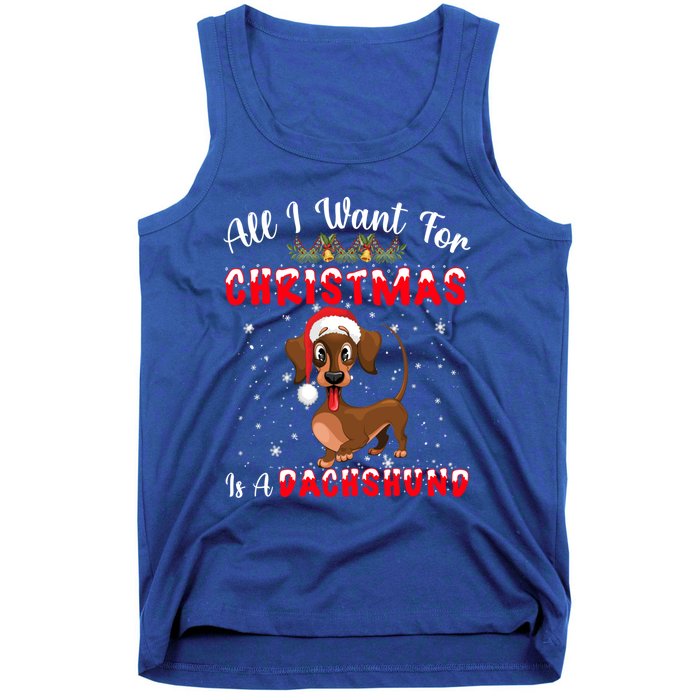 Dachshund Santa Hat All I Want For Christmas Is A Dachshund Meaningful Gift Tank Top