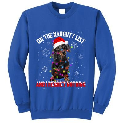 Dachshund Santa Hat On The Naughty List I Regret Nothing Gift Sweatshirt