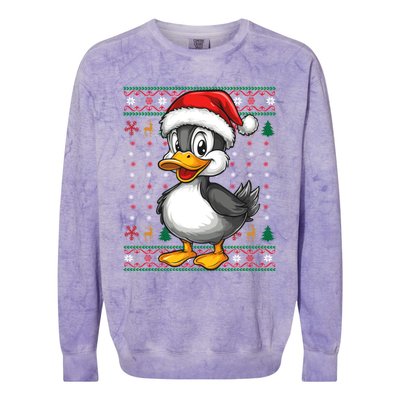 Duck Santa Hat Ugly Christmas Funny Holiday Duck Lover Gift Colorblast Crewneck Sweatshirt