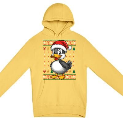 Duck Santa Hat Ugly Christmas Funny Holiday Duck Lover Gift Premium Pullover Hoodie