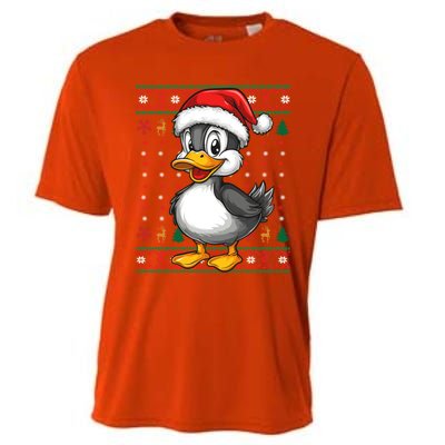 Duck Santa Hat Ugly Christmas Funny Holiday Duck Lover Gift Cooling Performance Crew T-Shirt