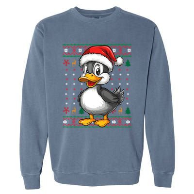 Duck Santa Hat Ugly Christmas Funny Holiday Duck Lover Gift Garment-Dyed Sweatshirt