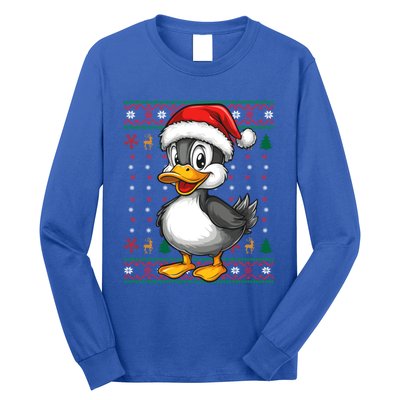 Duck Santa Hat Ugly Christmas Funny Holiday Duck Lover Gift Long Sleeve Shirt