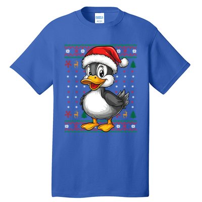 Duck Santa Hat Ugly Christmas Funny Holiday Duck Lover Gift Tall T-Shirt