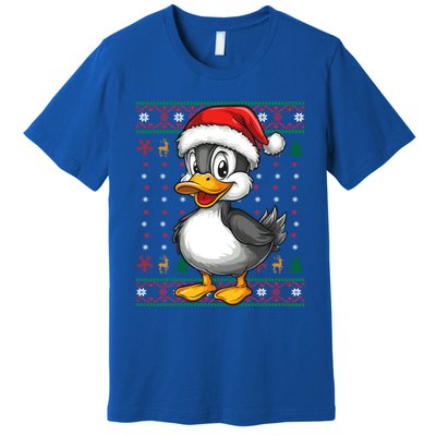 Duck Santa Hat Ugly Christmas Funny Holiday Duck Lover Gift Premium T-Shirt