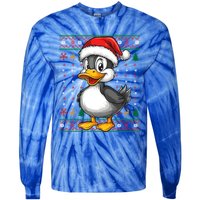 Duck Santa Hat Ugly Christmas Funny Holiday Duck Lover Gift Tie-Dye Long Sleeve Shirt