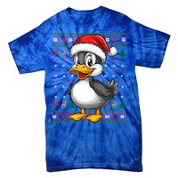 Duck Santa Hat Ugly Christmas Funny Holiday Duck Lover Gift Tie-Dye T-Shirt