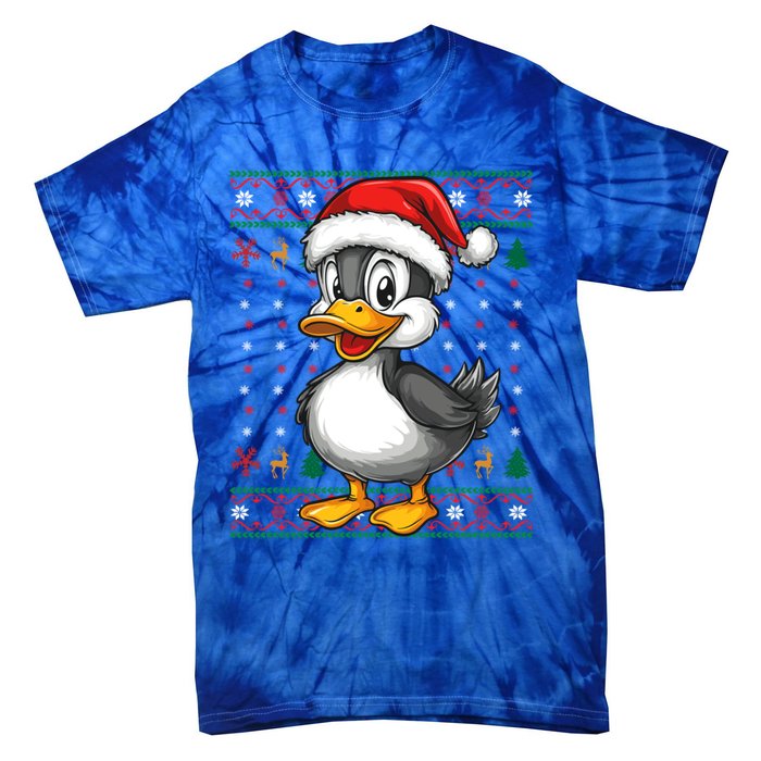 Duck Santa Hat Ugly Christmas Funny Holiday Duck Lover Gift Tie-Dye T-Shirt