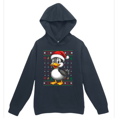 Duck Santa Hat Ugly Christmas Funny Holiday Duck Lover Gift Urban Pullover Hoodie