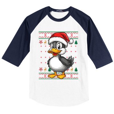 Duck Santa Hat Ugly Christmas Funny Holiday Duck Lover Gift Baseball Sleeve Shirt