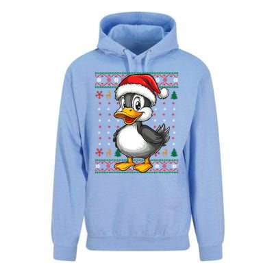 Duck Santa Hat Ugly Christmas Funny Holiday Duck Lover Gift Unisex Surf Hoodie