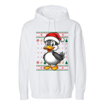 Duck Santa Hat Ugly Christmas Funny Holiday Duck Lover Gift Garment-Dyed Fleece Hoodie