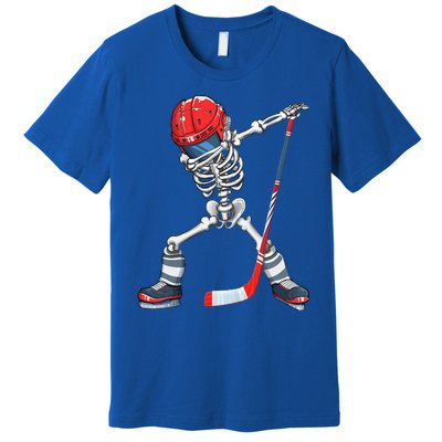 Dabbing Skeleton Hockey Halloween Costume Gift Premium T-Shirt