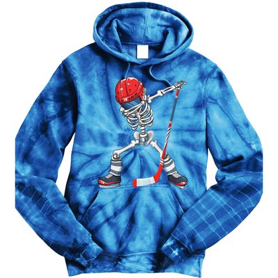 Dabbing Skeleton Hockey Halloween Costume Gift Tie Dye Hoodie