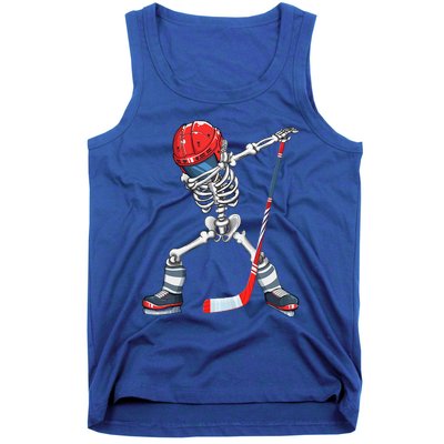 Dabbing Skeleton Hockey Halloween Costume Gift Tank Top