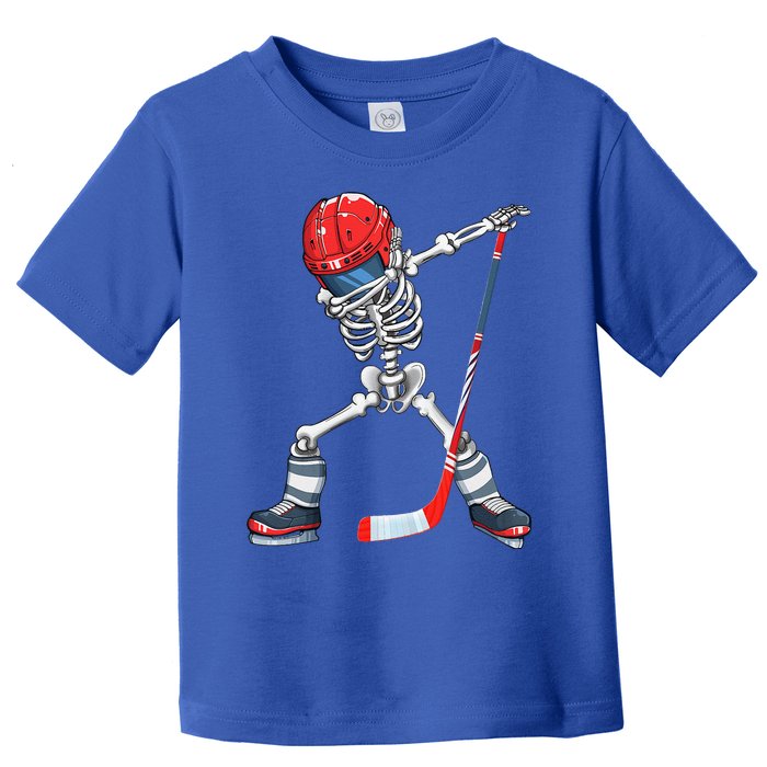 Dabbing Skeleton Hockey Halloween Costume Gift Toddler T-Shirt