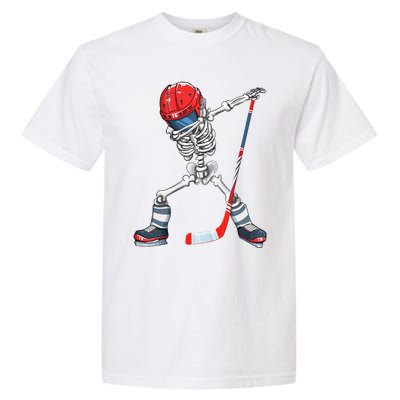 Dabbing Skeleton Hockey Halloween Costume Gift Garment-Dyed Heavyweight T-Shirt