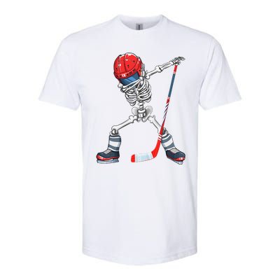 Dabbing Skeleton Hockey Halloween Costume Gift Softstyle CVC T-Shirt