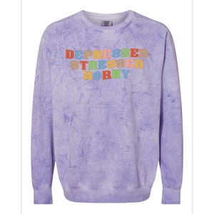 Depressed Stressed Horny Colorblast Crewneck Sweatshirt