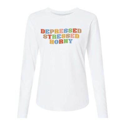 Depressed Stressed Horny Womens Cotton Relaxed Long Sleeve T-Shirt