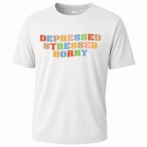 Depressed Stressed Horny Cooling Performance Crew T-Shirt