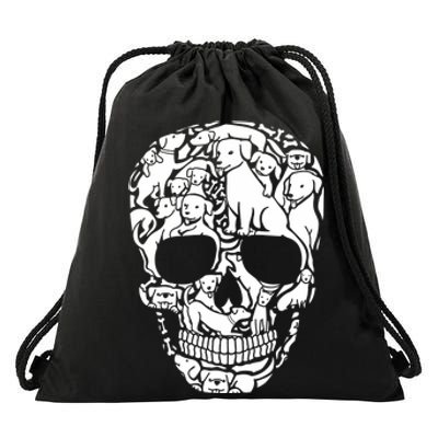 Dog Skeleton Halloween Costume Puppy Skull Drawstring Bag