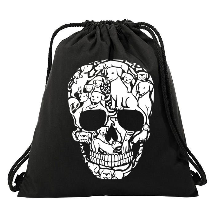 Dog Skeleton Halloween Costume Puppy Skull Drawstring Bag