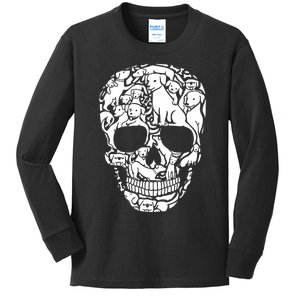 Dog Skeleton Halloween Costume Puppy Skull Kids Long Sleeve Shirt