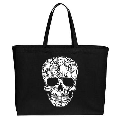 Dog Skeleton Halloween Costume Puppy Skull Cotton Canvas Jumbo Tote