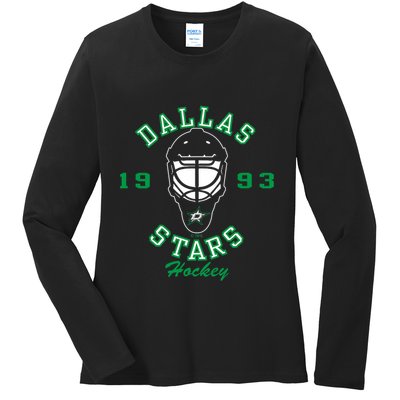 Dallas Stars Hockey Mask Ladies Long Sleeve Shirt