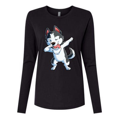 Dabbing Siberian Husky Dog Lover Boy Dab Funny Gift Womens Cotton Relaxed Long Sleeve T-Shirt