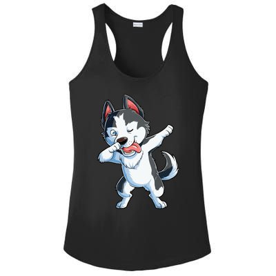 Dabbing Siberian Husky Dog Lover Boy Dab Funny Gift Ladies PosiCharge Competitor Racerback Tank