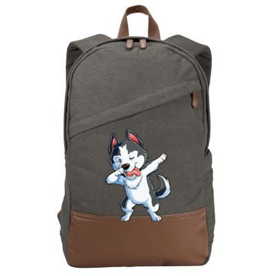 Dabbing Siberian Husky Dog Lover Boy Dab Funny Gift Cotton Canvas Backpack