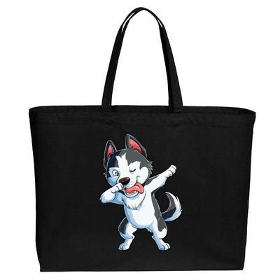 Dabbing Siberian Husky Dog Lover Boy Dab Funny Gift Cotton Canvas Jumbo Tote