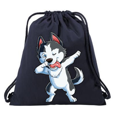 Dabbing Siberian Husky Dog Lover Boy Dab Funny Gift Drawstring Bag