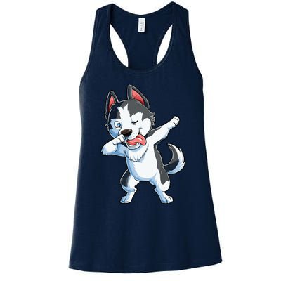 Dabbing Siberian Husky Dog Lover Boy Dab Funny Gift Women's Racerback Tank