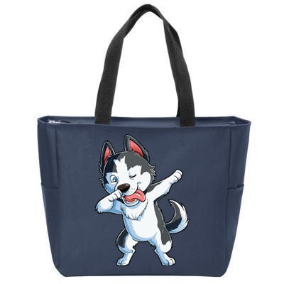 Dabbing Siberian Husky Dog Lover Boy Dab Funny Gift Zip Tote Bag