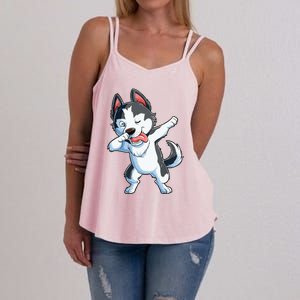 Dabbing Siberian Husky Dog Lover Boy Dab Funny Gift Women's Strappy Tank