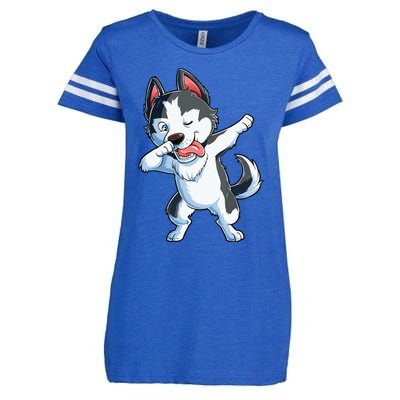 Dabbing Siberian Husky Dog Lover Boy Dab Funny Gift Enza Ladies Jersey Football T-Shirt