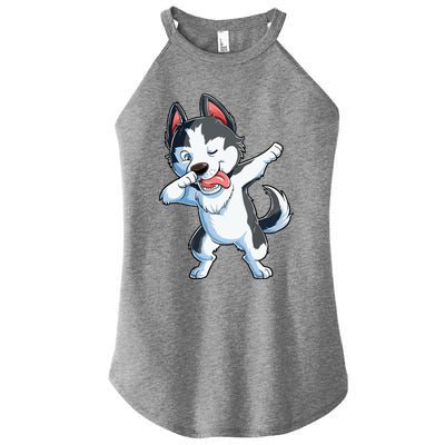 Dabbing Siberian Husky Dog Lover Boy Dab Funny Gift Women’s Perfect Tri Rocker Tank