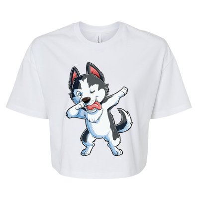 Dabbing Siberian Husky Dog Lover Boy Dab Funny Gift Bella+Canvas Jersey Crop Tee