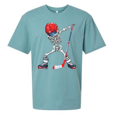 Dabbing Skeleton Hockey Halloween Costume Gift Sueded Cloud Jersey T-Shirt